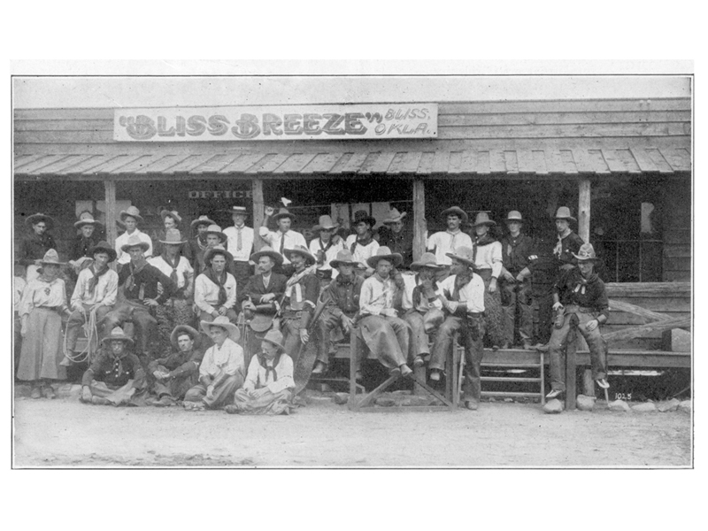 101 Ranch Performers at the ranch newspaper's office, Christmas 1908.