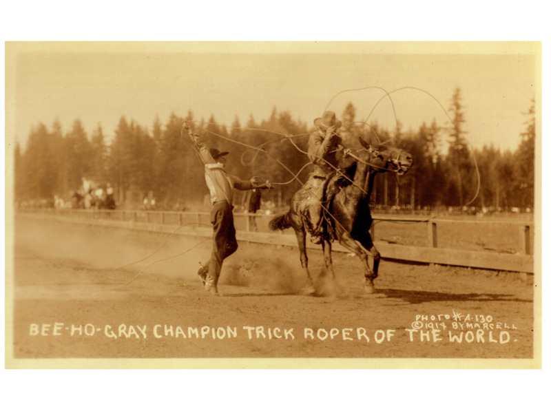 Bee Ho performing his signature trick, the Three-Rope Catch, 1914. 