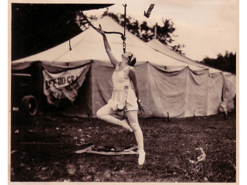 Ironjaw performer Miss Carrie Mae at Bee Ho Gray's Wild West, circa 1925.