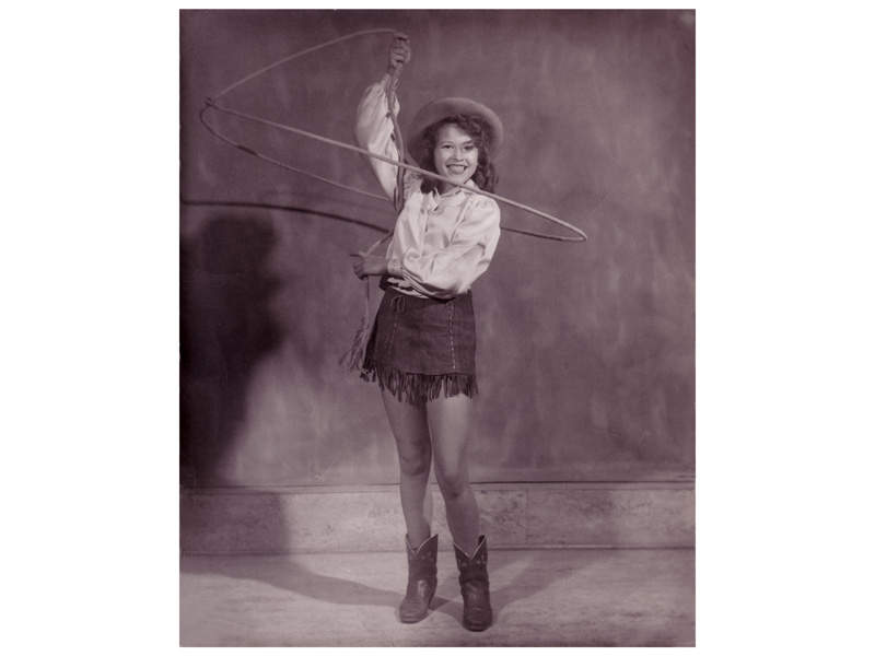 Hester (Barbara Decker) spinning a rope, circa 1950.